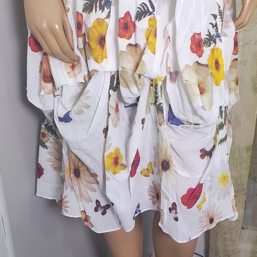 Elegant White Floral Midi Dress - Picture 3 of 13